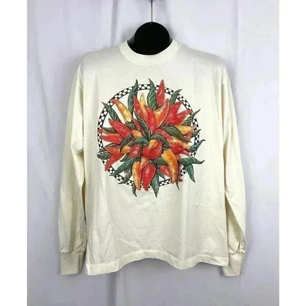 VTG Santa Fe Chiles Long Sleeve T-Shirt‎ Single Stitch 1990’s LARGE